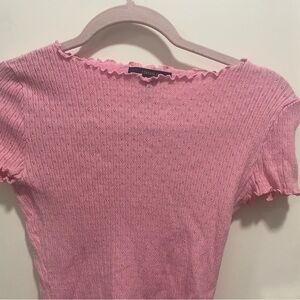 Forever 21 Pink Textured Short Sleeve Top